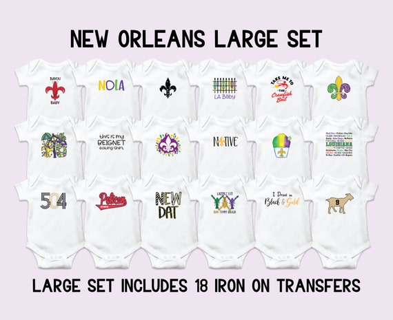 New Orleans Onesie Decorating Kit, Louisiana Iron On Transfers