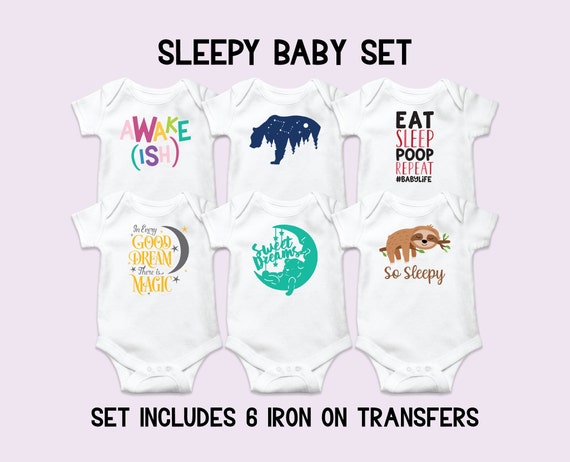 Sleep Onesie Decorating Kit, Gender Neutral Iron On Transfers, Iron On Decal, Onesie Decorating Station, Sloth Baby Onesie, Naptime Onesie Il_570xn