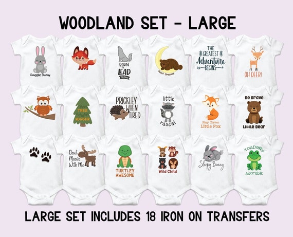 Woodland Onesie Decorating Kit, Woodland Baby Shower Games, Woodland  Animals Iron on Transfers, Woodland Iron on Decals, Woodland Creatures 