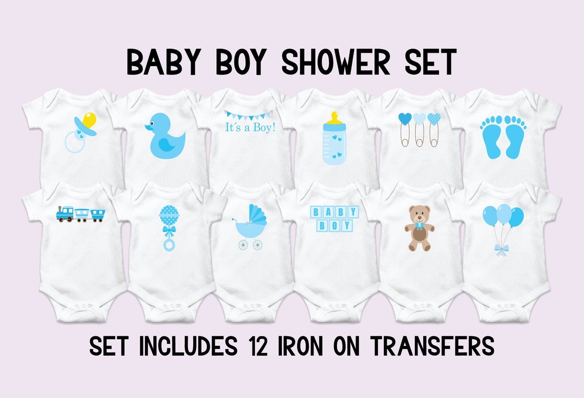 Boys Onesie Decorating Kit Iron on Transfers Baby Boy Shower Etsy