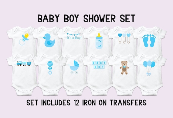 Boys Onesie Decorating Kit, Iron On Transfers, Baby Boy Shower Activity, Iron On Decals, Baby Boy Onesie Decorating Station, Baby decals Il_570xn
