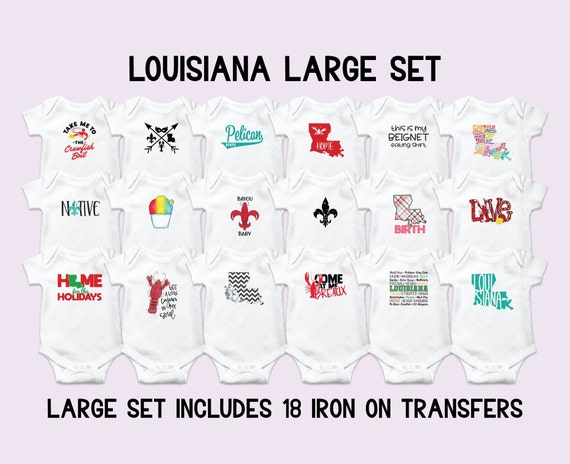 Louisiana Baby Onesie Iron On Decorating Kit, Louisiana Themed