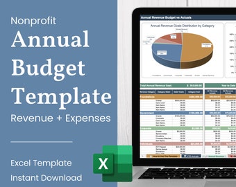 Plantilla de presupuesto para organizaciones sin fines de lucro / Seguimiento de gastos e ingresos - Presupuesto frente a datos reales / Plantilla de Excel / Descarga instantánea