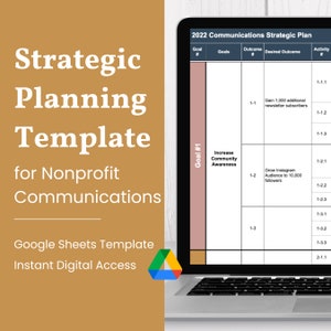 Piano strategico di comunicazione senza scopo di lucro + pianificatore di contenuti / modello di Google Sheets / accesso digitale immediato