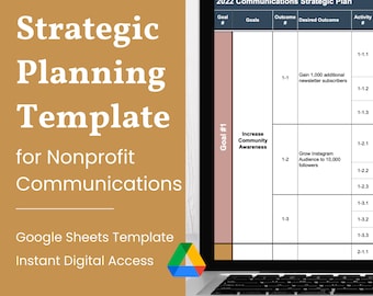 Strategisch plan voor non-profitcommunicatie + contentplanner | Google Spreadsheets-sjabloon | Directe digitale toegang