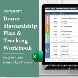 Nonprofit Donor Stewardship Plan & Tracking Template | Excel Workbook | Instant Download