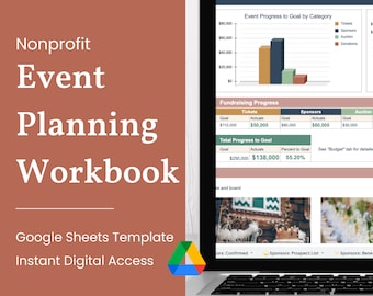Libro de trabajo de planificación de eventos para organizaciones sin fines de lucro / Plantilla de Google Sheets / Acceso digital instantáneo
