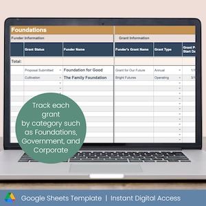 Nonprofit Grant Tracking Template Google Sheets Workbook Instant