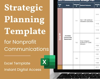 Plan estratégico de comunicaciones para organizaciones sin fines de lucro + Planificador de contenido / Plantilla de Excel / Descarga instantánea