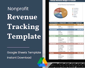 Plantilla de seguimiento de ingresos de organizaciones sin fines de lucro / Plantilla de Google Sheets / Descarga instantánea / Libro de trabajo de desarrollo y finanzas de organizaciones sin fines de lucro
