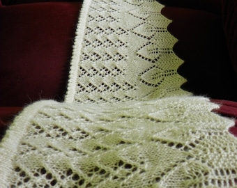 Pattern to Knit Lace Scarf  "Long Leaves" PDF