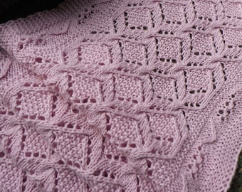 Knit Scarf Pattern, Cables and Lace, Worsted Weight yarn