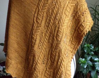 Pattern to Knit Cable and Lace Asymmetrical Shawl