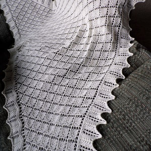 Hand Knit Ivory Wedding White Lace Shawl