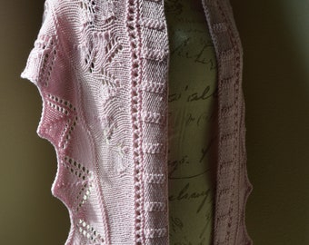 Hand Knit Pink Lace Scarf