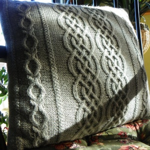 Pattern to Knit Cabled Pillow using Sport weight wool yarn Divine Divan Pillow PDF image 1