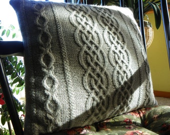 Pattern to Knit Cabled Pillow using Sport weight wool yarn "Divine Divan Pillow" PDF