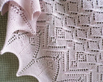 Pattern in knit Lace Shawl "Assiduity"