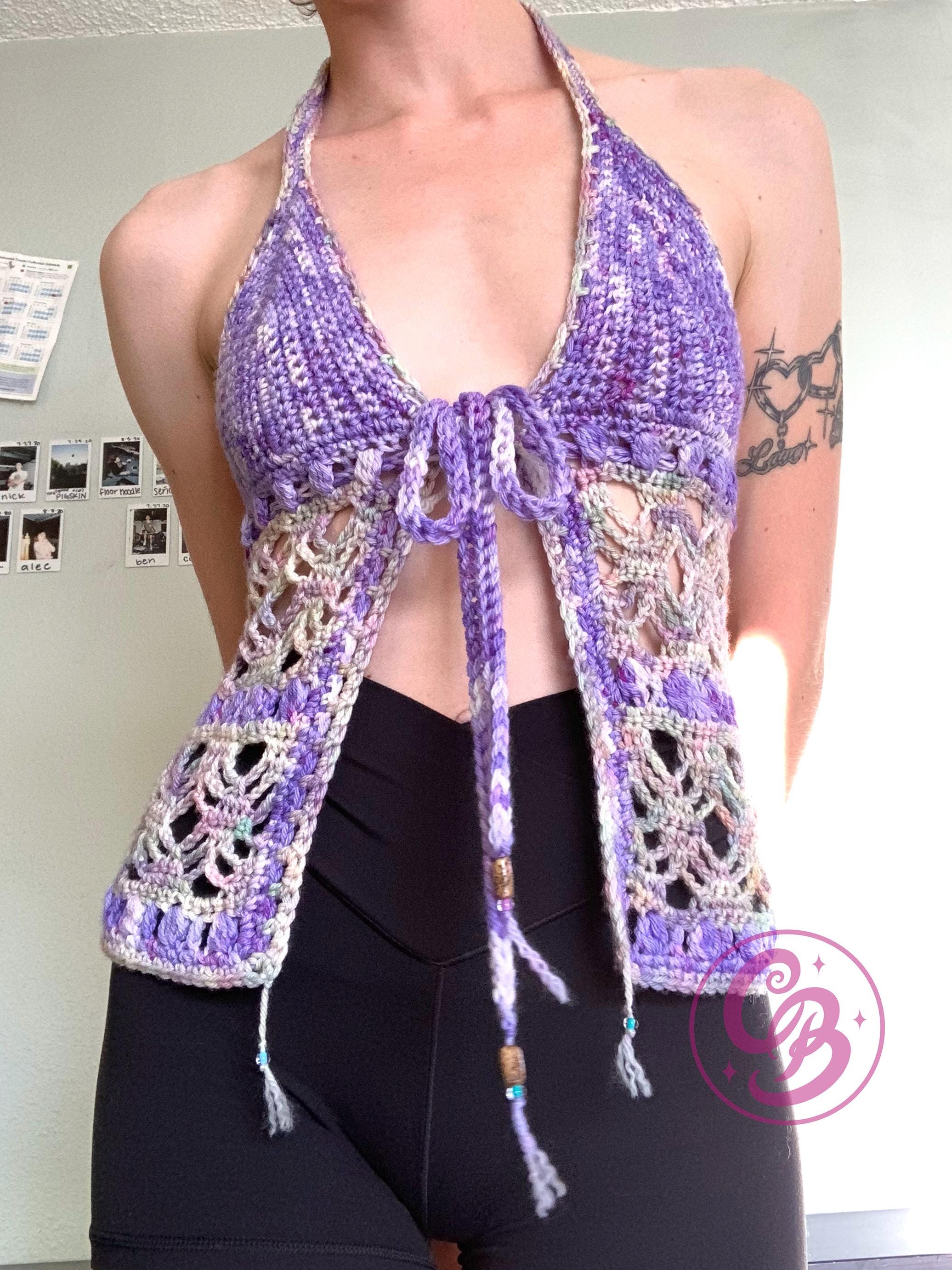 40 Crochet Halter Tops with Lace, Mesh, and Granny Squares 19 Diamond Babydoll Halter Top Crochet