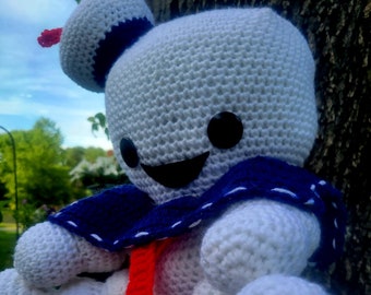 Made to order giant Stay Puft Marshmallow man crochet plush toy amigurumi