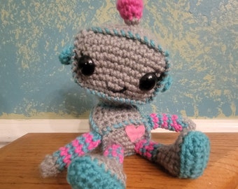 Made to order Baby jellybean robot crochet plush stuffed animal toy, choose your own colors