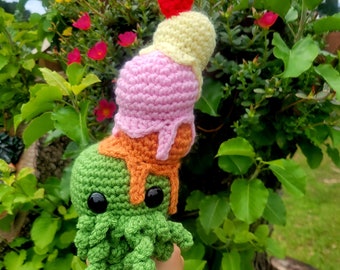 Made to order Ice cream Cone of Cthulhu crochet plush amigurumi toy, cthulu, hp Lovecraft