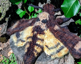Made to order! Death's Head moth crochet plush toy, amigurumi stuffed animal, butterfly, realistic fluffy insect, hawkmoth