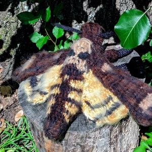 Peluche de polilla calavera de ganchillo hecho a pedido: animal de peluche de polilla esfinge esponjoso