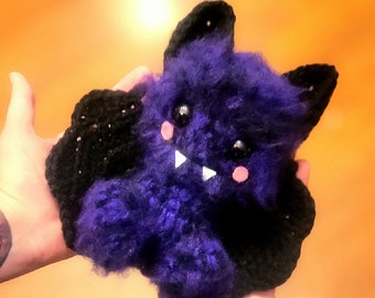 Made to order Baby bat, fluffy monster crochet toy, choose your own color furry bat plush