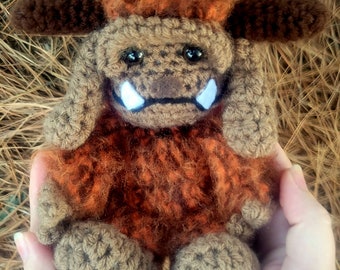 Made to order Ludo from the Labyrinth baby, hand held size plush crochet stuffed animal, David Bowie, Didymus, Hoggle