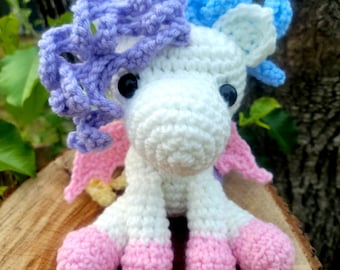 Made to order Pastel goth Pegasus crochet plush amigurumi winged horse unicorn