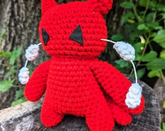 Made to order RED crying minotaur demon devil with tears crochet plush toy