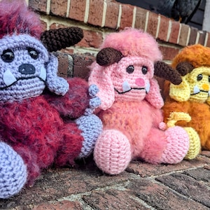 Rainbow Crochet Monster Plush: Labyrinth Inspired Protector stuffed animal