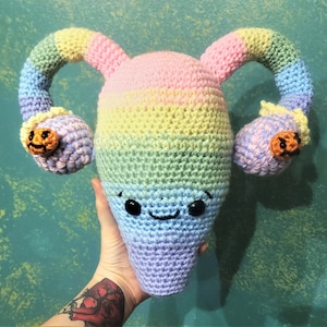 Made to order Cute Uterus Crochet plush Huggable large size- Cuterus Endo Hysterectomy Gender Equality