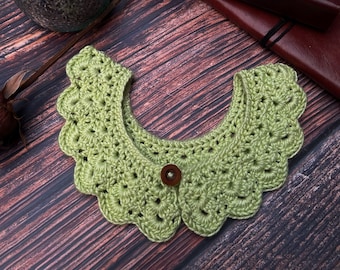 Crocheted Green Collar | Cottagecore | Farmcore | Fairycore | Prairiecore | Retro | Victorian | Knit | Lace | Necklace