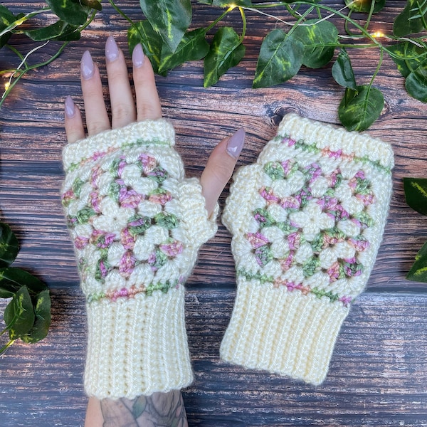 Crochet Pastel Fingerless Gloves | Mittens | Cottagecore | Fairycore | Forestcore | Mori Kei | Romantic | Gift For Her | Best Friend Gift