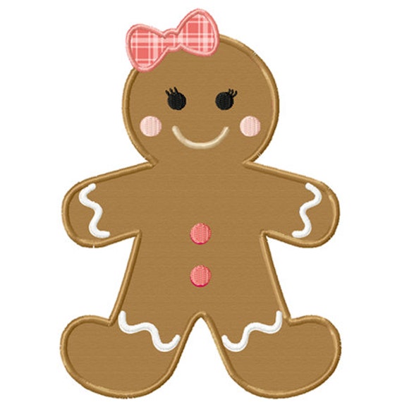 Christmas gingerbread girl applique machine embroidery design  etsy Christmas gingerbread girl applique machine embroidery design  etsy