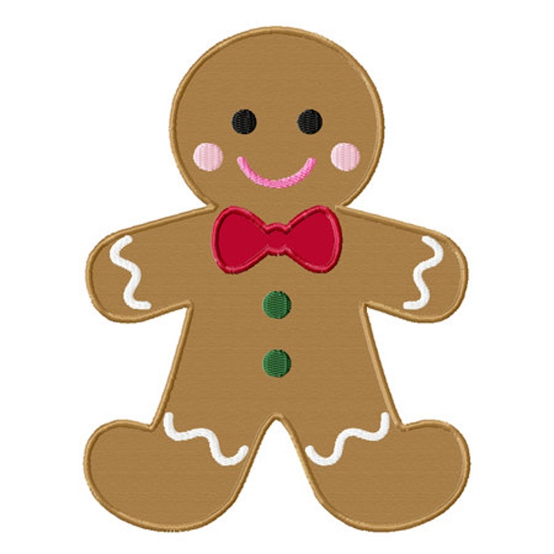 Christmas Gingerbread Man Applique Machine Embroidery Design Etsy