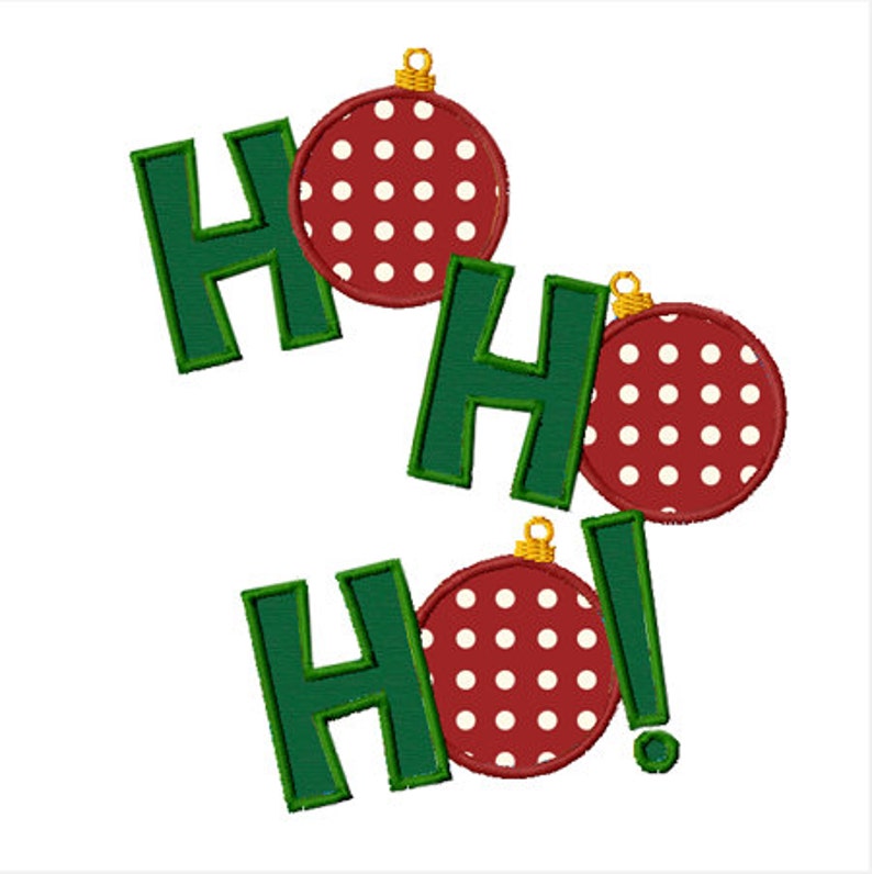 Christmas Ho Ho Ho Applique Machine Embroidery Design INSTANT Etsy