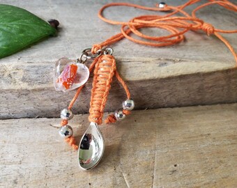 Blown Glass Heart Spoon Necklace