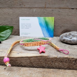 Rainbow Hemp Choker Necklace with Star Howlite Pendant