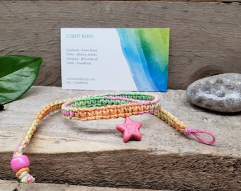 Rainbow Hemp Choker Necklace with Star Howlite Pendant