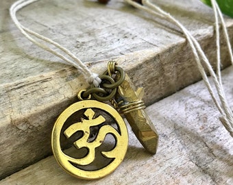 Crystal Om Necklace, Hemp Jewelry