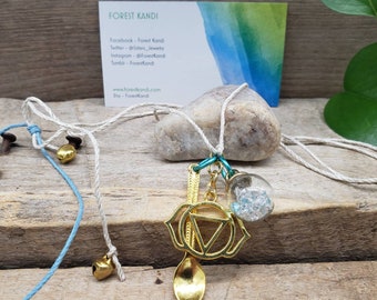 Spoonie Necklace, Crystal Ball Third Eye Chakra Gold Pendant
