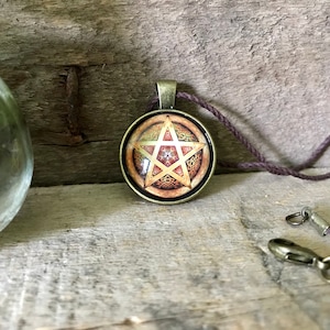 Pentagram Brown Hemp Mens Necklace