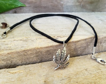 Pot Leaf Leather Necklace