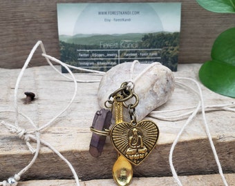 Spoonie Necklace, Copper Titanium Buddha Heart Mens or Womens Jewelry
