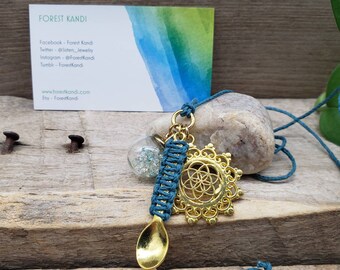 Spoonie Necklace, Crystal Ball Gold Mandala Pendant Necklace