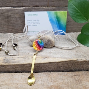 Spoonie Necklace, Tie Dye Charm Spoon Necklace