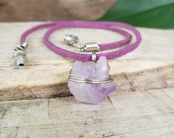 Amethyst Leather Necklace